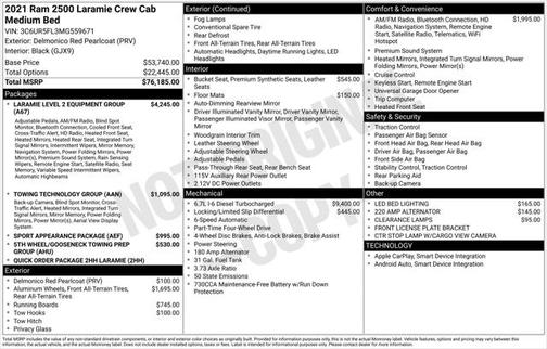 2021 RAM 2500 Laramie Crew Cab 4x4 6'4' Box