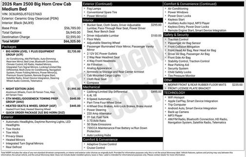 2026 RAM 2500 Big Horn Crew Cab 4x4 6'4' Box