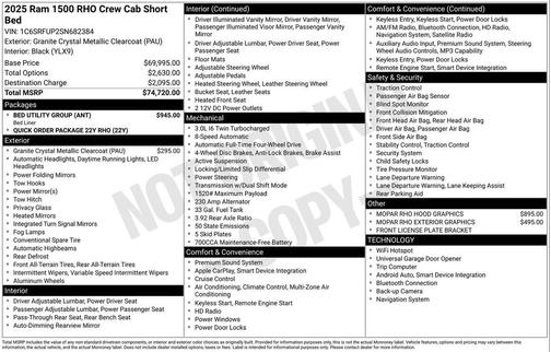 2025 RAM 1500 RHO Crew Cab 4x4 5'7' Box