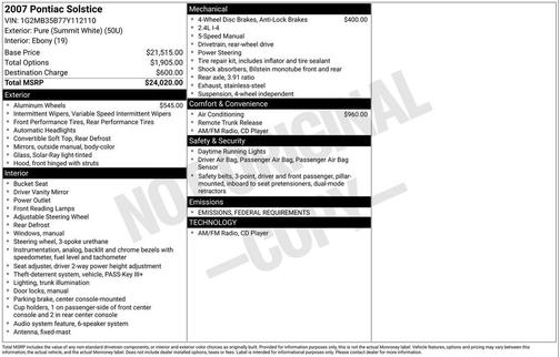 2007 Pontiac Solstice Base