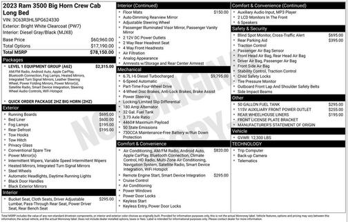 2023 RAM 3500 Big Horn Crew Cab 4x4 8' Box
