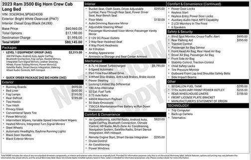 2023 RAM 3500 Big Horn Crew Cab 4x4 8' Box