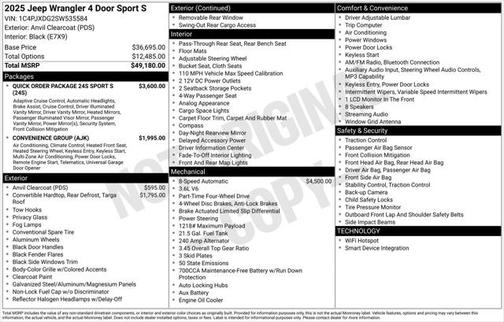 2025 Jeep Wrangler Sport S