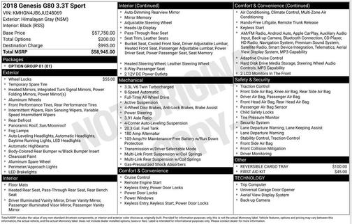 2018 Genesis G80 3.3T Sport