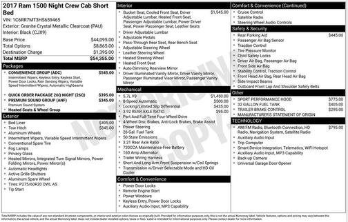 2017 RAM 1500 Night Crew Cab 4x4 5'7' Box