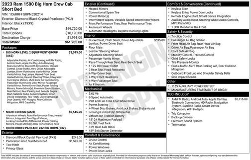 Diamond Black Crystal Pearlcoat 2023 RAM 1500 Big Horn/Lone Star