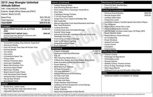 2015 Jeep Wrangler Unlimited Altitude
