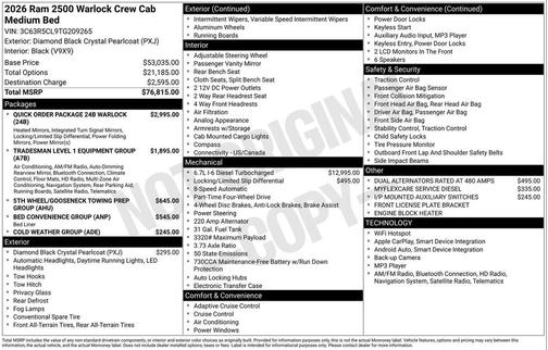 2026 RAM 2500 Warlock Crew Cab 4x4 6'4' Box
