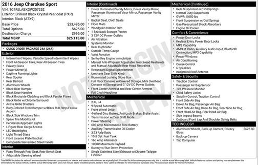 2016 Jeep Cherokee Sport