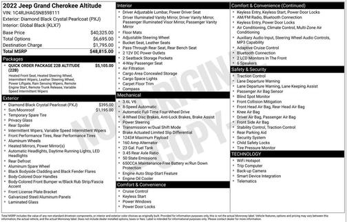 Diamond Black Crystal Pearlcoat 2022 Jeep Grand Cherokee Altitude