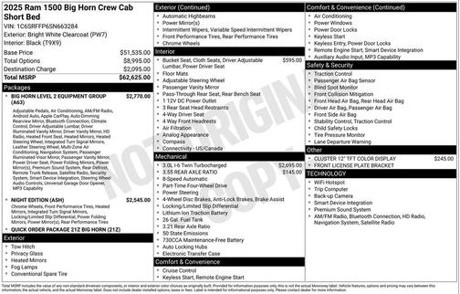 2025 RAM 1500 Big Horn/Lone Star
