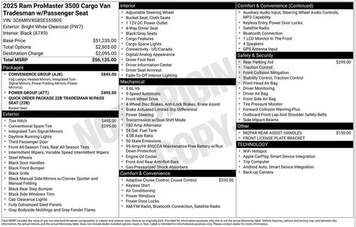 2025 RAM ProMaster 3500 High Roof