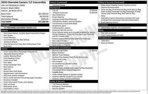 2020 Chevrolet Camaro 1LT