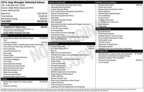 Bright White Clearcoat 2016 Jeep Wrangler Unlimited Sahara