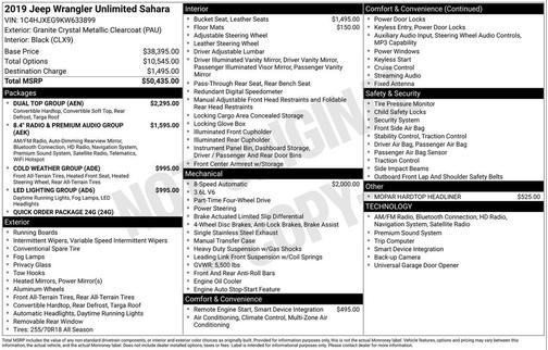 2019 Jeep Wrangler Unlimited Sahara