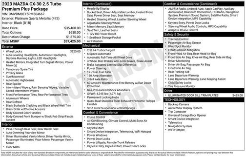 Platinum Quartz Metallic 2023 Mazda CX-30 2.5 Turbo Premium Plus Package
