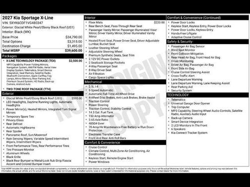Glacial White Pearl 2027 Kia Sportage X-Line