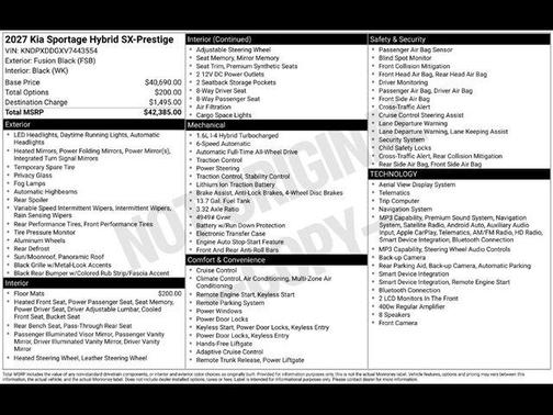 Fusion Orange 2027 Kia Sportage Hybrid SX-Prestige