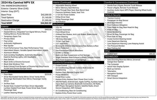 Ceramic Silver 2024 Kia Carnival SX