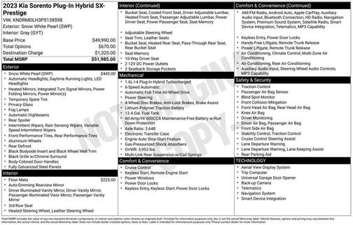 2023 Kia Sorento Plug-In Hybrid SX Prestige