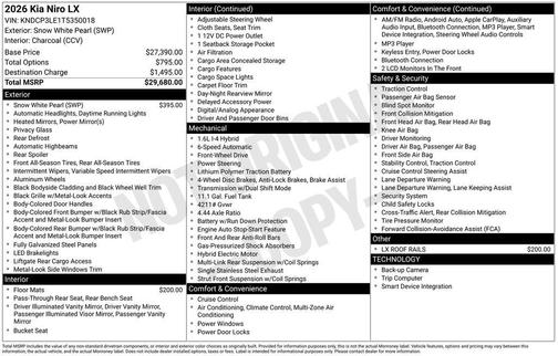 Snow White Pearl 2026 Kia Niro LX