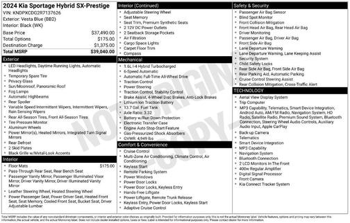 Blue 2024 Kia Sportage Hybrid SX-Prestige