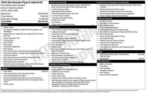 Steel Gray 2026 Kia Sorento Plug-In Hybrid EX