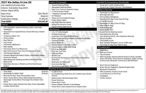 Gray 2027 Kia Seltos X-Line