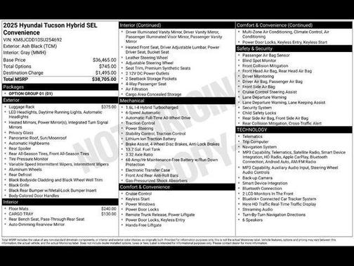 Ash Black 2025 Hyundai TUCSON Hybrid SEL Convenience