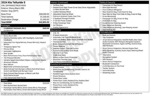Ebony Black 2024 Kia Telluride S