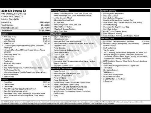 Wolf Gray 2026 Kia Sorento EX