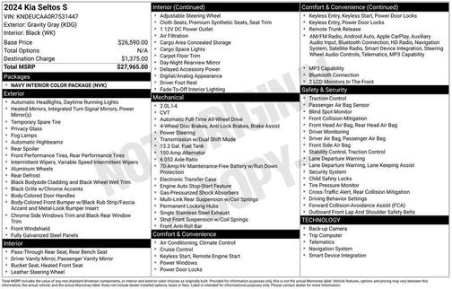Gravity Gray 2024 Kia Seltos S