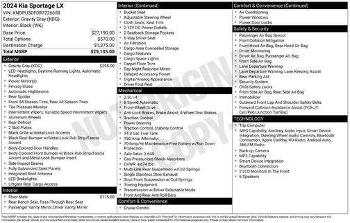 Gravity Gray 2024 Kia Sportage LX