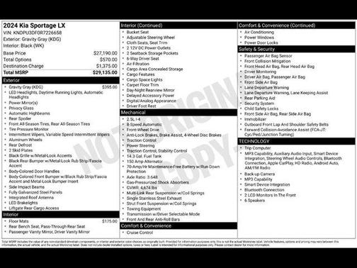 Gravity Gray 2024 Kia Sportage LX