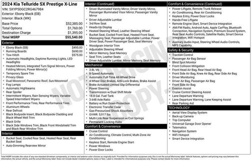 Ebony Black 2024 Kia Telluride SX-Prestige X-Line