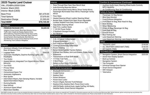 Black 2025 Toyota Land Cruiser Base