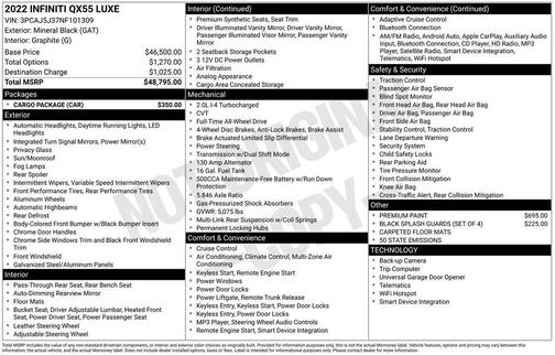 2022 INFINITI QX55 LUXE