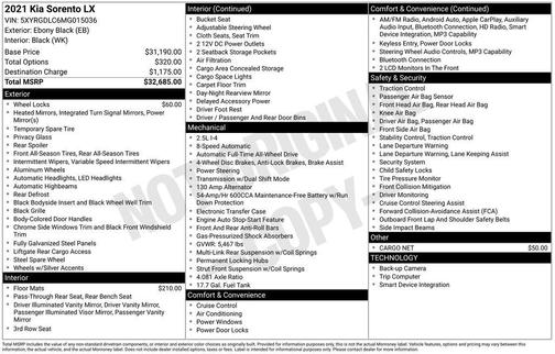 Ebony Black 2021 Kia Sorento LX