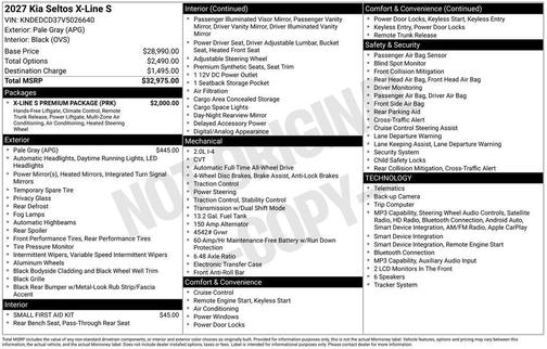 Gray 2027 Kia Seltos X-Line