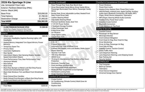 Gray Metallic 2026 Kia Sportage X-Line