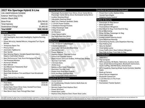 Wolf Gray 2027 Kia Sportage Hybrid X-LINE