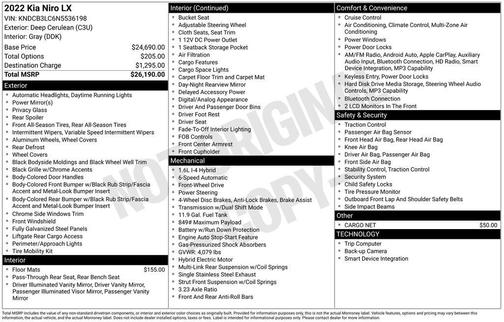 Deep Cerulean 2022 Kia Niro LX