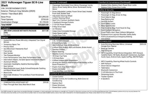 Platinum Gray Metallic 2021 Volkswagen Tiguan 2.0T SE R-Line Black