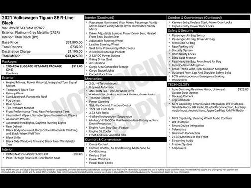 Platinum Gray Metallic 2021 Volkswagen Tiguan 2.0T SE R-Line Black