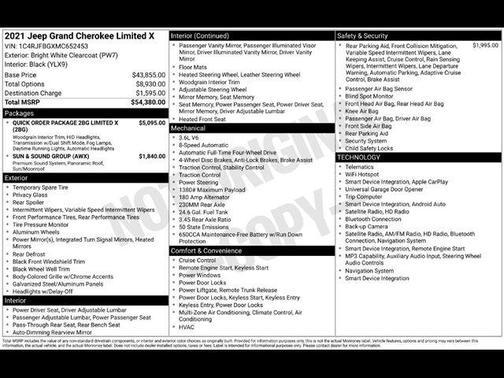 Bright White Clearcoat 2021 Jeep Grand Cherokee Limited