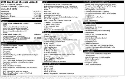 Bright White Clearcoat 2021 Jeep Grand Cherokee Laredo X
