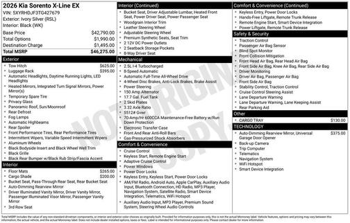 2026 Kia Sorento X-Line EX