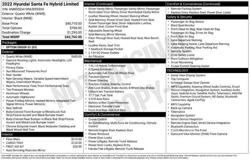Quartz White 2022 Hyundai SANTA FE HEV Limited