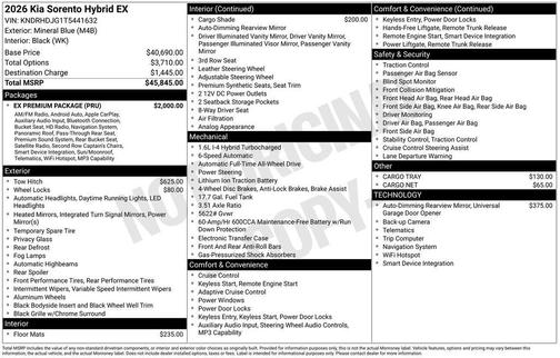 2026 Kia Sorento Hybrid EX