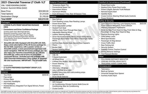 2021 Chevrolet Traverse LT Cloth